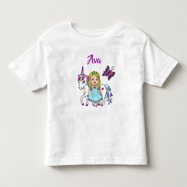 Pretty Princess and Unicorn Personalised Shirt (Front)