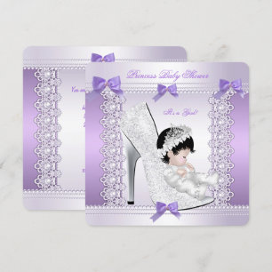 Pretty Princess Baby Shower Cute Girl in Shoe 3 Invitation
