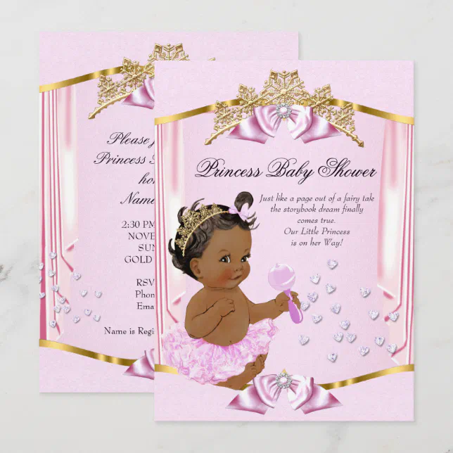 Pretty Princess Baby Shower Pink Gold Ethnic Invitation | Zazzle