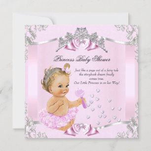 Pretty Princess Baby Shower Pink Tutu Blonde Invitation