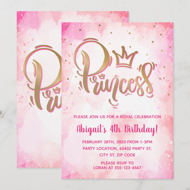 Pretty Princess Birthday Invitation (Front/Back)