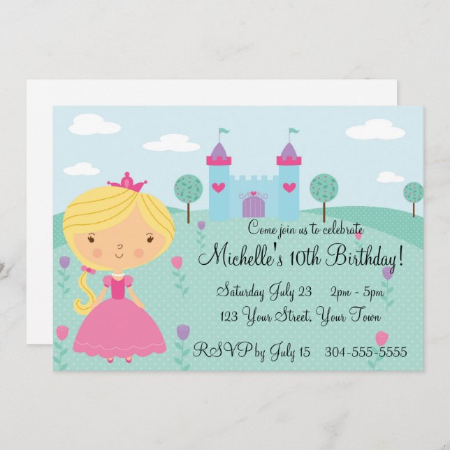 Pretty Princess Birthday Party Invitation (Front/Back)