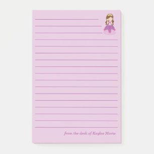 Pretty Princess Girl Custom Pink Lined Post-it Notes