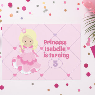 Pretty Princess Girl Kids Pink Birthday Party Invitation