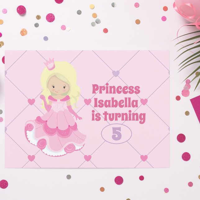 Pretty Princess Girl Kids Pink Birthday Party Invitation (Creator Uploaded)