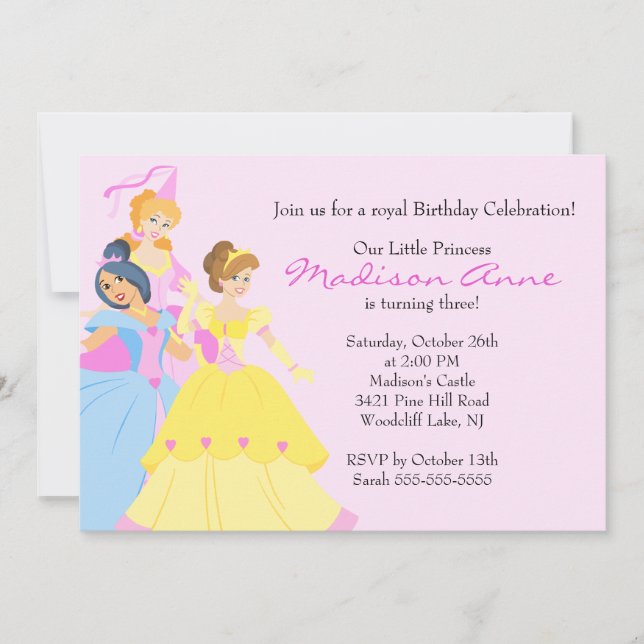 Pretty Princess Girls Birthday Party Invitation (Front)