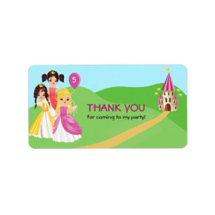 Pretty Princess Girls Birthday Thank You Label