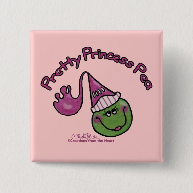 Pretty Princess Pea 15 Cm Square Badge (Front)