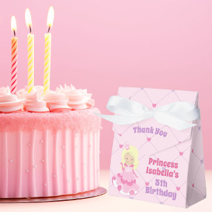 Pretty Princess Pink Blonde Girl Birthday Party Favour Box