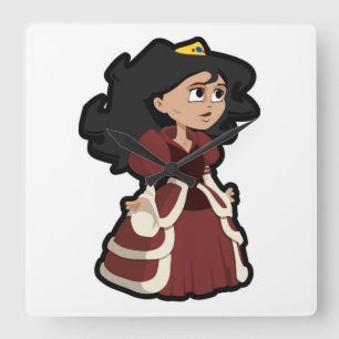 PRETTY PRINCESS SQUARE WALL CLOCK