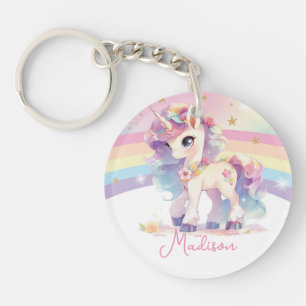 Pretty Princess Unicorn Rainbow Key Ring