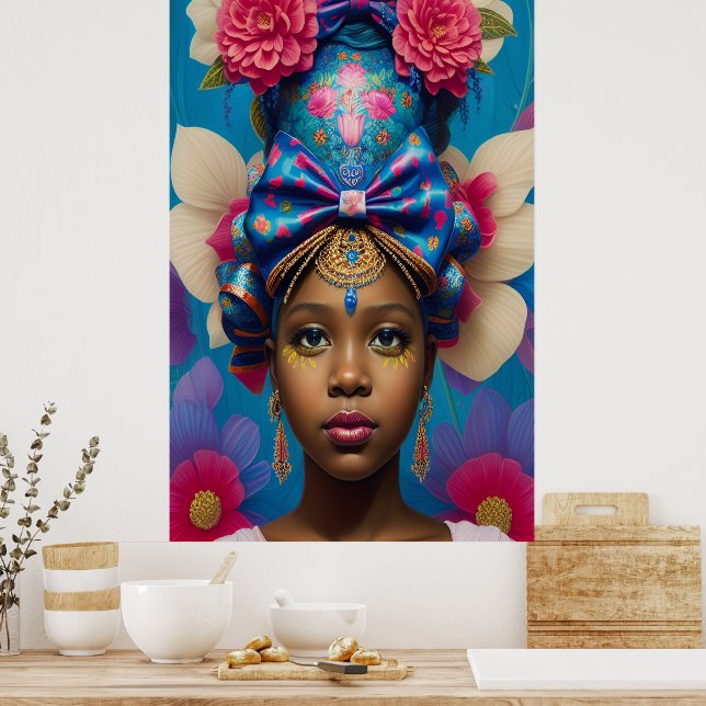 Pretty princess with huge bow hat poster (Kitchen)