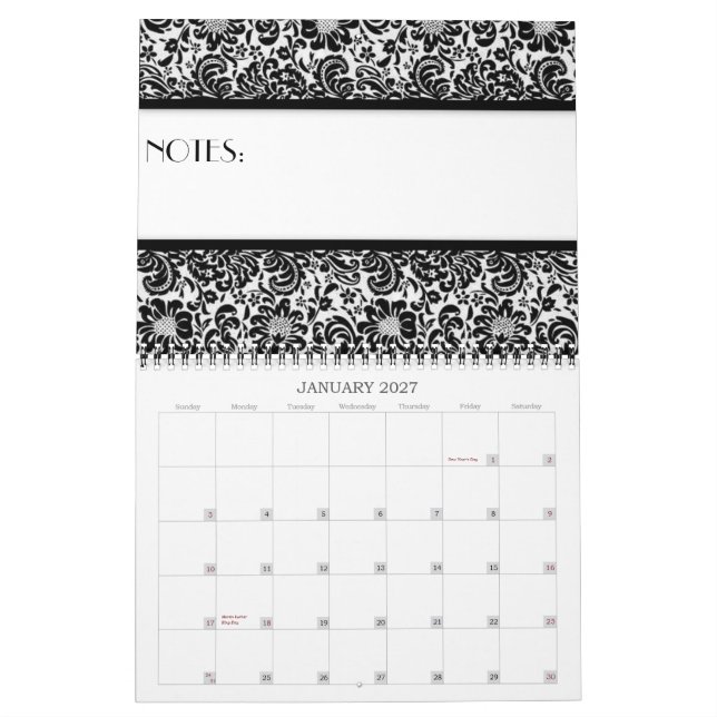 Pretty & Professional Calendar (Jan 2027)