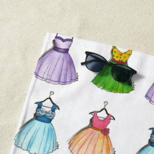 Pretty Prom Party Dresses Retro Vintage Fashion Beach Towel