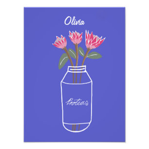 Pretty Proteas South African Flower Illustration Photo Print