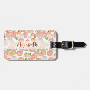 Pretty Pumpkin Custom Name Autumn Luggage Tag