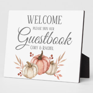 Pretty Pumpkin Fall Bouquet Guestbook Tabletop Plaque