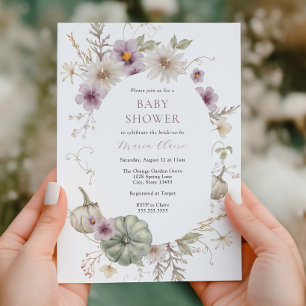 Pretty Pumpkin Purple Bridal Shower Invitation