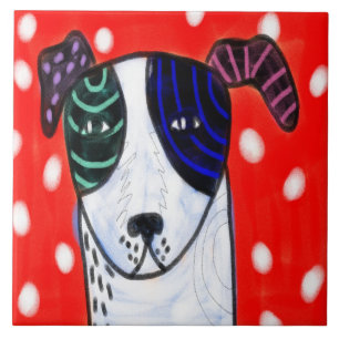 Pretty Puppy Abstract Art Ceramic Tile