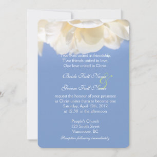 Pretty pure white rose flower wedding invitations. invitation