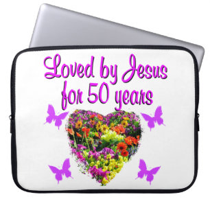 PRETTY PURPLE 50TH BIRTHDAY DESIGN LAPTOP SLEEVE