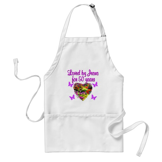 PRETTY PURPLE 50TH BIRTHDAY DESIGN STANDARD APRON (Front)