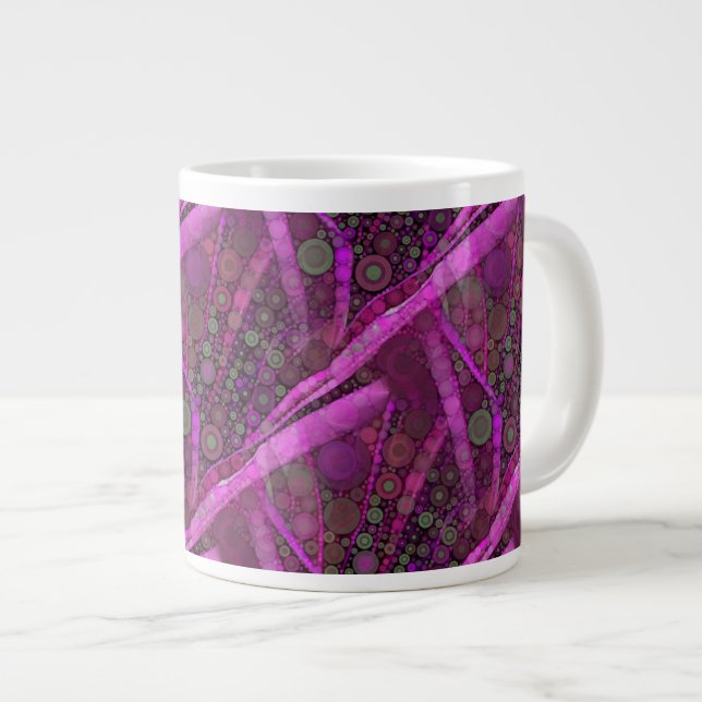 Pretty Purple Abstract Concentric Circles Mosaic Large Coffee Mug (Front Right)