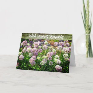 Pretty Purple Allium Garden Flowers With Sympathy  Card