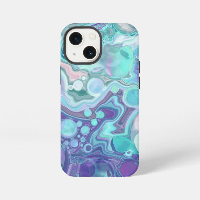Pretty Purple and Blue Abstract Faux Marble iPhone Case (Back)