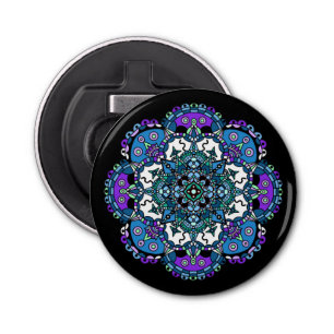 Pretty purple and blue Mandala Abstract Art  Bottle Opener