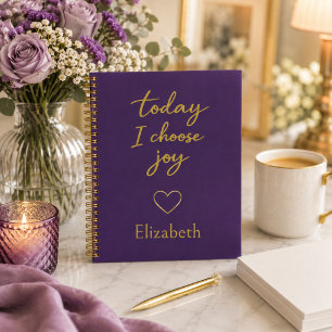 Pretty Purple and Gold Today I Choose Joy Notebook