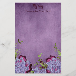 Pretty Purple and Green Floral Stationery
