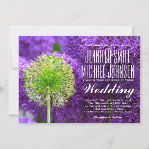 Pretty Purple and Green Flower Wedding Invitations