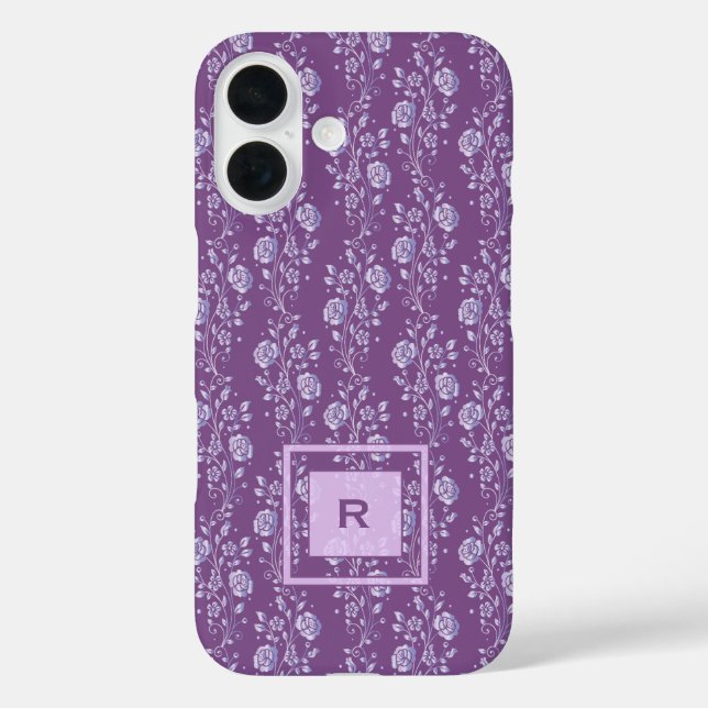 Pretty Purple and Lilac Floral Monogram Case-Mate iPhone Case (Back)