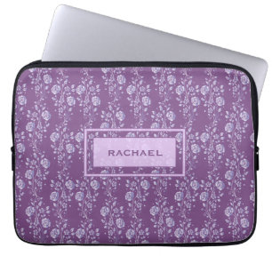 Pretty Purple and Lilac Floral Personalised Laptop Sleeve