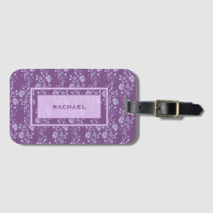 Pretty Purple and Lilac Floral Personalised Luggage Tag