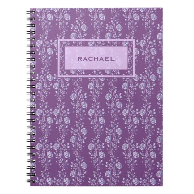 Pretty Purple and Lilac Floral Personalised Notebook (Front)