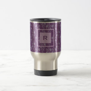 Pretty Purple and Lilac Pretty Floral Monogram Travel Mug