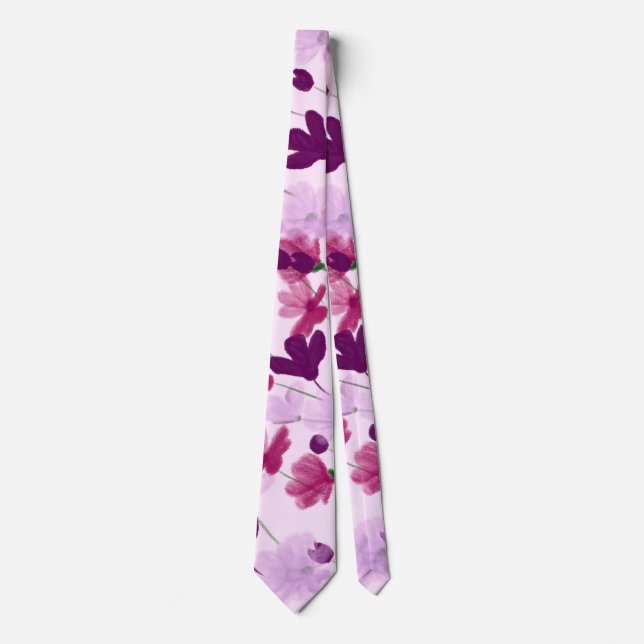 Pretty Purple And Mauve Pink Spring Wildflower  Tie (Front)