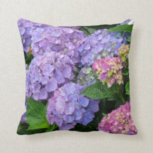 Pretty Purple and Pink Hydrangea Flowers Cushion