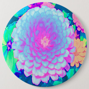 Pretty Purple and Pink Zinnia in the Summer Garden 6 Cm Round Badge