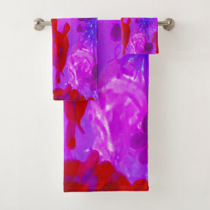 Pretty Purple and Red Garden Phlox Flowers Bath Towel Set
