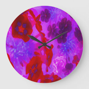 Pretty Purple and Red Garden Phlox Flowers Large Clock