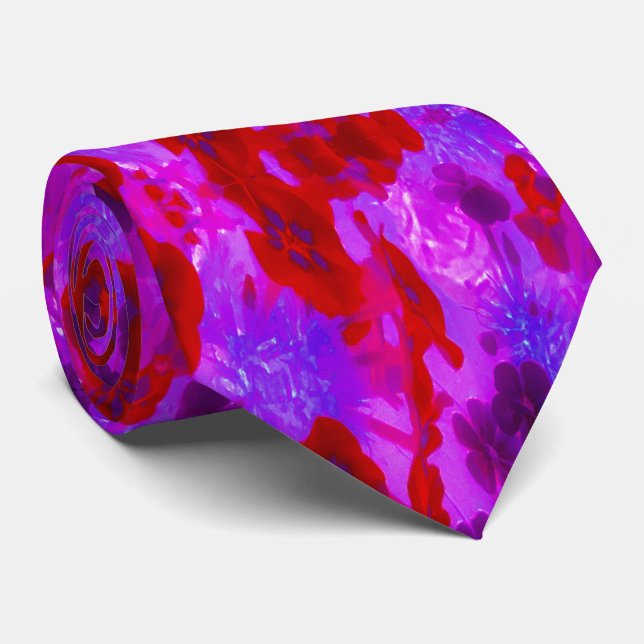 Pretty Purple and Red Garden Phlox Flowers Tie (Rolled)