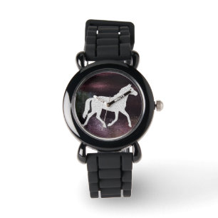 Pretty Purple and Silver Gitter Horse Watch