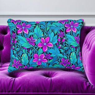 Pretty Purple and Teal Blue Floral Decorative Cushion