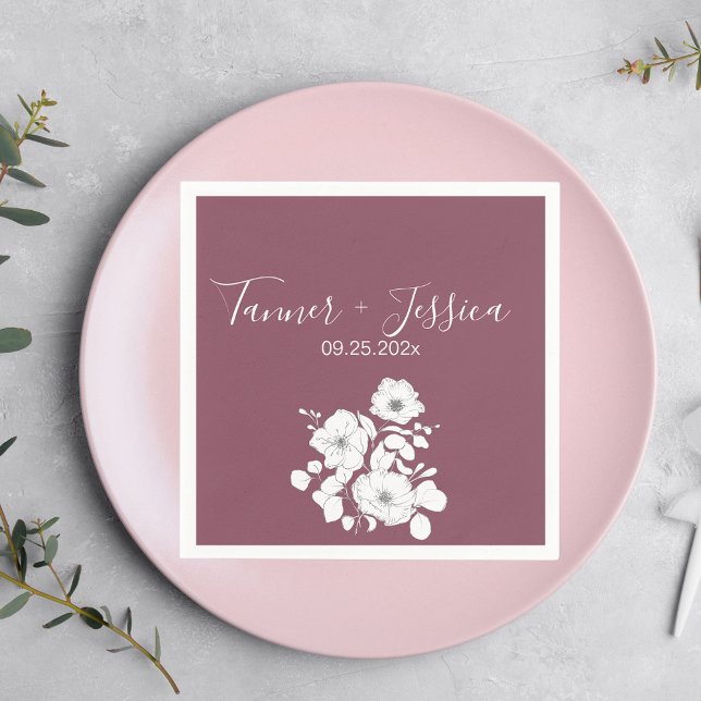 Pretty Purple and White Floral Wedding  Napkin (Creator Uploaded)