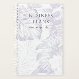 Pretty Purple and White Palm Leaf Print Planner