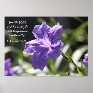 Pretty purple bloom w/ bible verse about faith poster