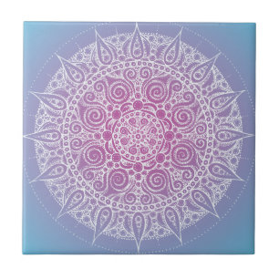 Pretty Purple/Blue Oriental Design Tile